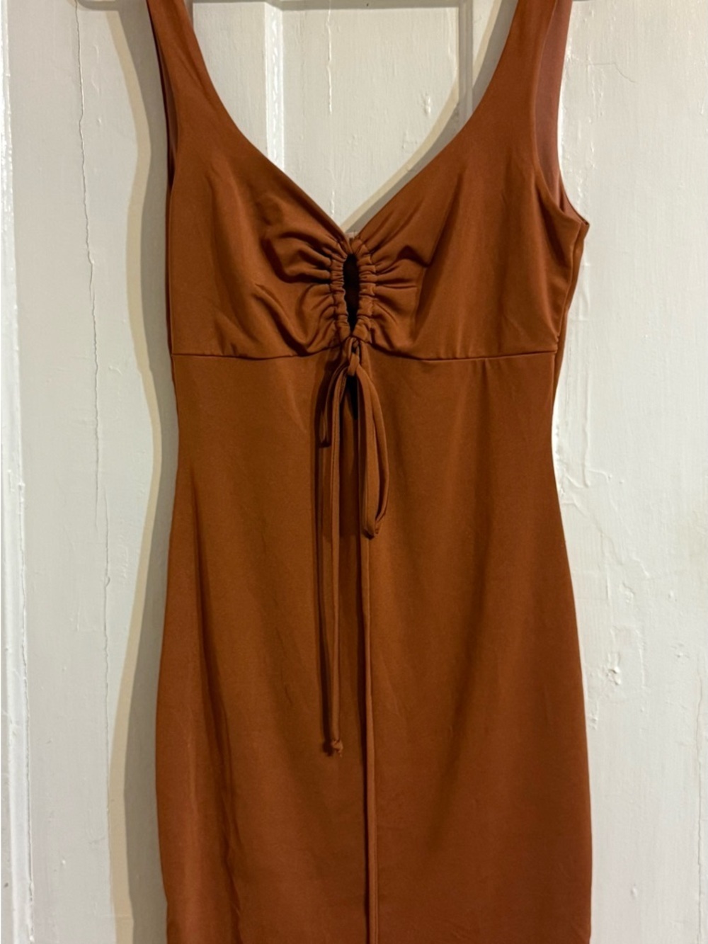 Blue Blush Rust Brown Ruched Tank Mini Dress